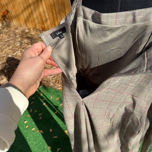 Lulus Brown Plaid Wide-Leg Sleeveless Jumpsuit Women’s XL Belted Fall Outfit - Picture 6 of 8